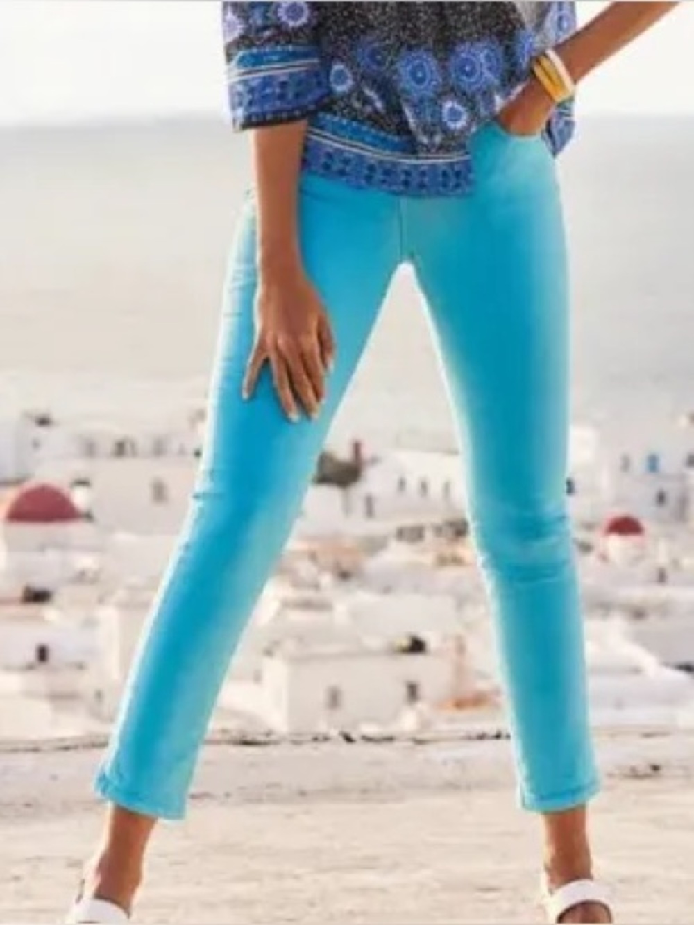 Boden Denim Slim Straight Jeans in Aqua Blue size 8P